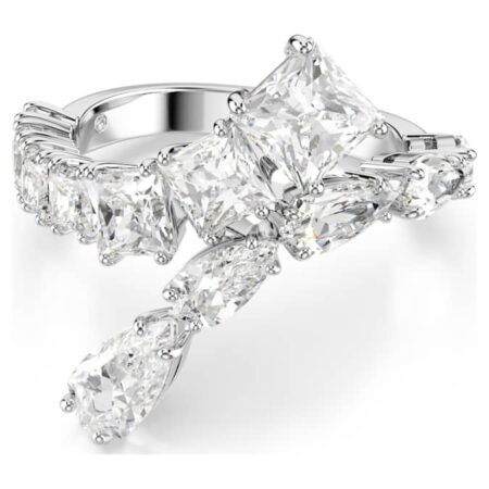 Matrix ring Mixed cuts, White, Rhodium plated 55