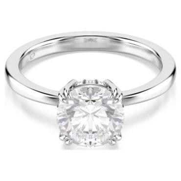 Stilla ring Round cut, White, Silver-tone finish 60