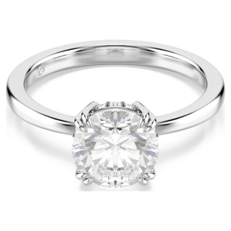 Stilla ring Round cut, White, Silver-tone finish 60