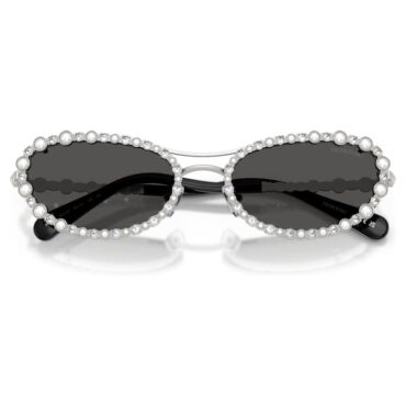 Sunglasses Oval shape, 2 in 1 clip-on, SK7044, Silver tone