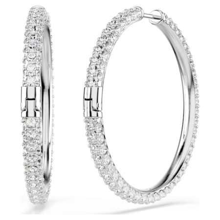 Dextera hoop earrings Round cut, White