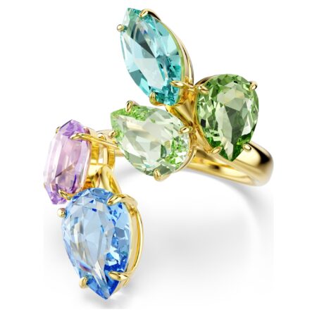 Gema cocktail ring Mixed cuts, Multicolored, 18K gold plated 55