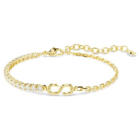 Matrix bracelet Round cut, White, 18K gold plated