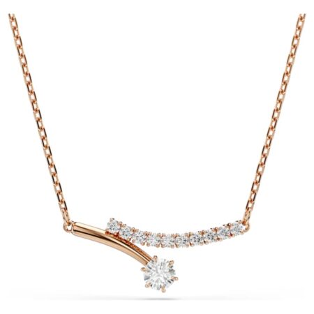 Matrix necklace Round cut, White, 18K rose gold plated
