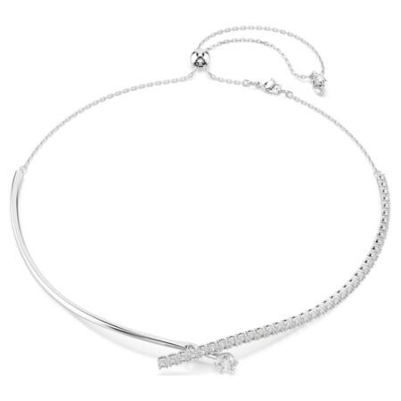 Matrix necklace Round cut, White, Rhodium plated