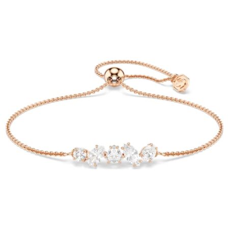 Mesmera bracelet Mixed cuts, White, 18K rose gold plated