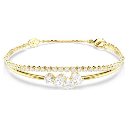 Mesmera bracelet Mixed cuts, White, 18K gold plated