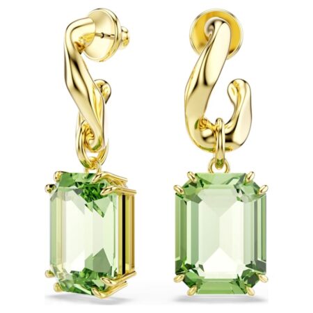 Millenia drop earrings Octagon cut, Green, 18K gold plated
