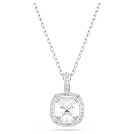 Una Angelic pendant Cushion cut, White, Rhodium plated