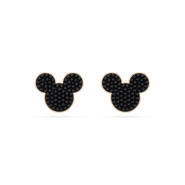 Mickey & Minnie stud earrings, Black, Rose gold-tone plated