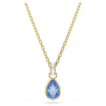 Chroma pendant Pear cut, Blue, 18K gold plated