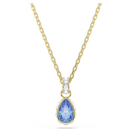 Chroma pendant Pear cut, Blue, 18K gold plated