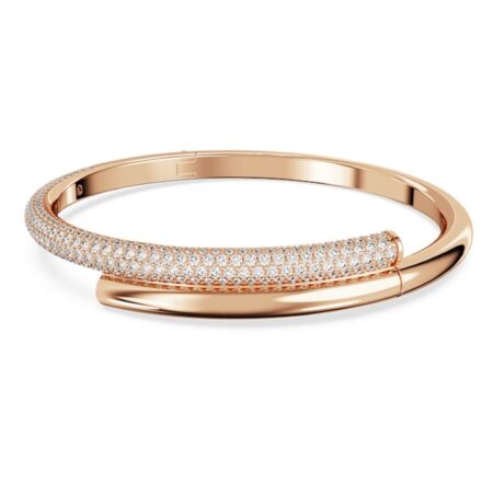 Dextera bangle Magnetic closure, White, 18K rose gold plated M