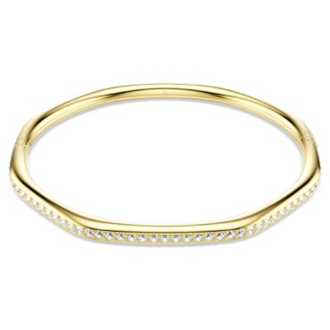 Dextera bangle Octagon shape, Round cut, White, 18K gold plated