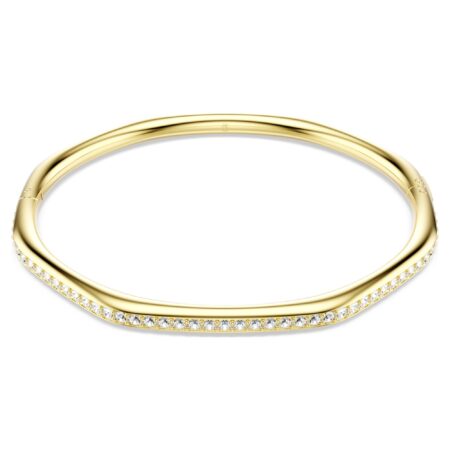 Dextera bangle Octagon shape, Round cut, White, 18K gold plated