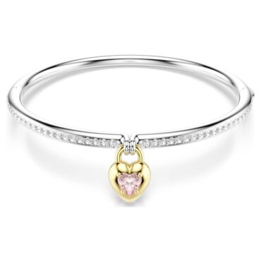 Idyllia bangle Mixed cuts, Heart, Pink, Mixed metal finish M