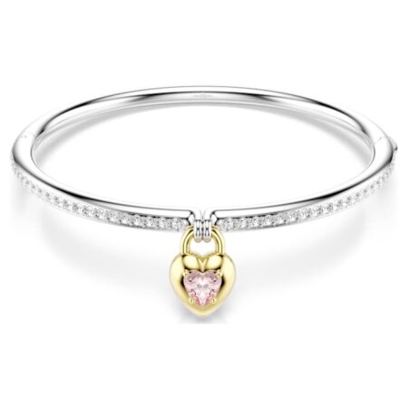 Idyllia bangle Mixed cuts, Heart, Pink, Mixed metal finish M