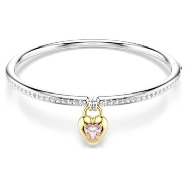 Idyllia bangle Mixed cuts, Heart, Pink, Mixed metal finishS