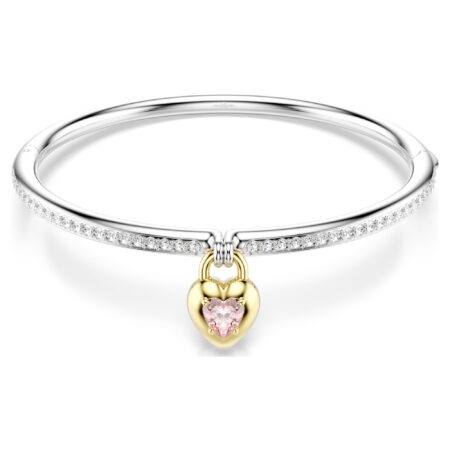 Idyllia bangle Mixed cuts, Heart, Pink, Mixed metal finishS