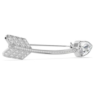 Idyllia brooch Mixed cuts, Arrow, White, Rhodium plated