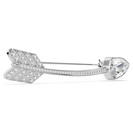 Idyllia brooch Mixed cuts, Arrow, White, Rhodium plated
