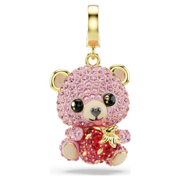 Idyllia charm Mixed cuts, Teddy, Pink, 18K gold plated