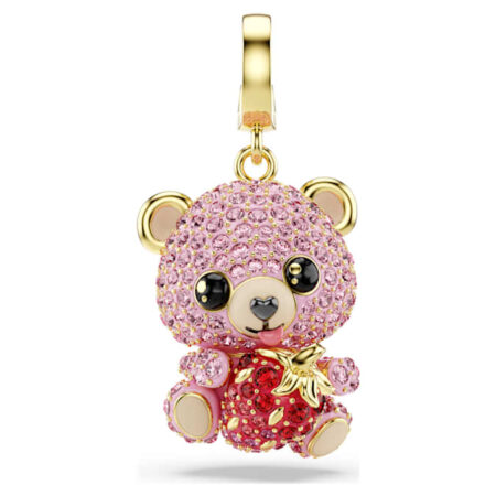 Idyllia charm Mixed cuts, Teddy, Pink, 18K gold plated