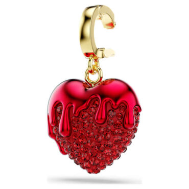 Idyllia charm Round cut, Heart, Red, 18K gold plated