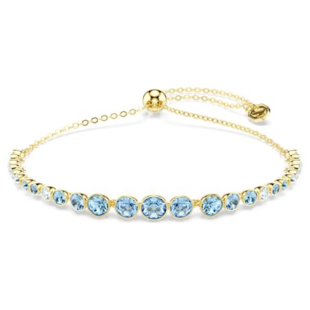Imber bracelet Round cut, Blue, 18K gold plated