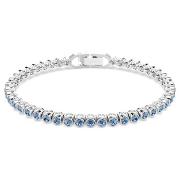 Imber Emily Tennis bracelet Round cut, Blue, Rhodium plated M