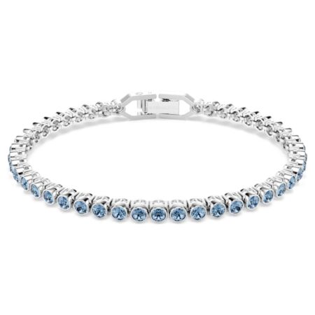 Imber Emily Tennis bracelet Round cut, Blue, Rhodium plated M