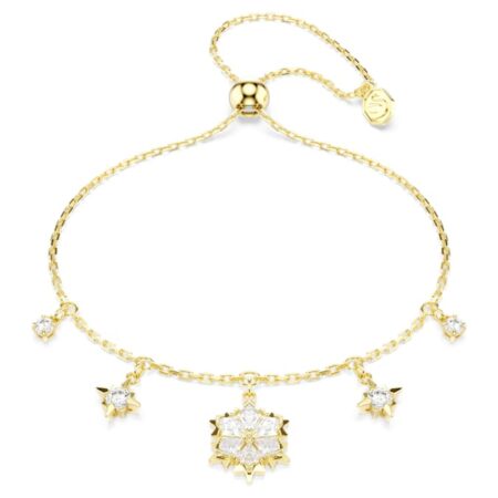Magic bracelet Mixed cuts, Snowflake, White, 18K gold plated