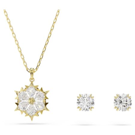 Magic set Set (2), Mixed cuts, Snowflake, White, 18K gold plated