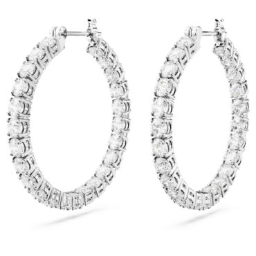 Matrix hoop earrings Round cut, White