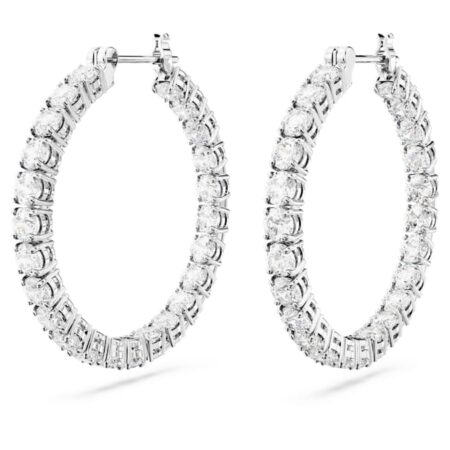 Matrix hoop earrings Round cut, White