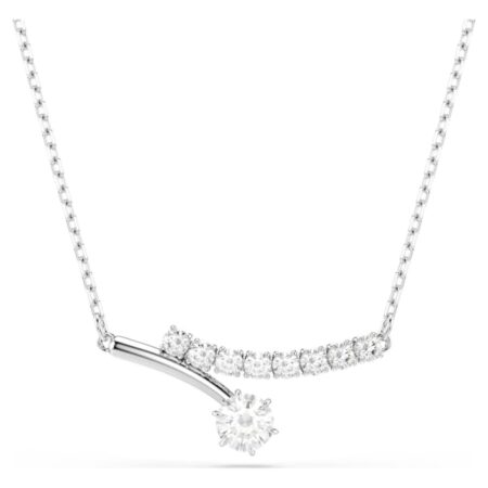Matrix necklace Round cut, White, Rhodium plated Silver Tone