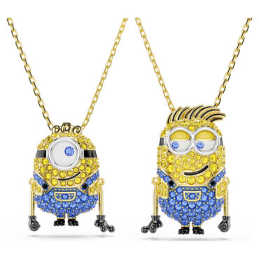Minions James and Henry set Pavé, Multicolored, 18K gold plated