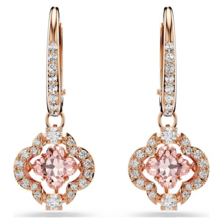 Una drop earrings Clover, Pink, 18K rose gold plated