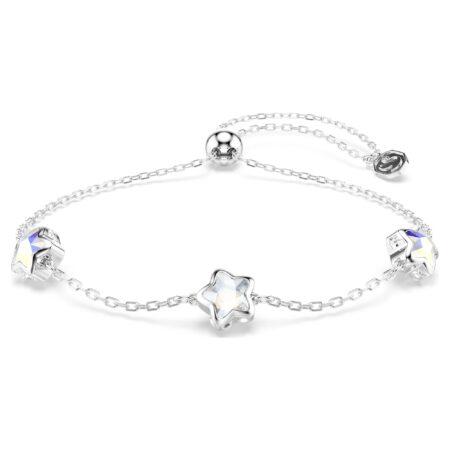 Chroma bracelet Star, White, Rhodium plated