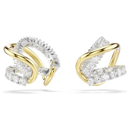 Hyperbola ear cuffs Mixed cuts, White, Mixed metal finish