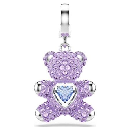 Idyllia charm Mixed cuts, Teddy, Purple, Rhodium plated