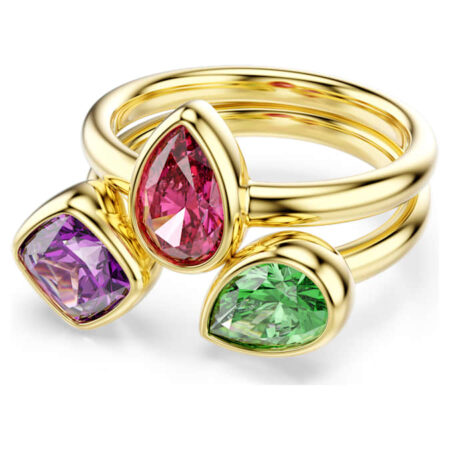 Imber cocktail ring Set (2), Mixed cuts, Multicolored, 18K gold finish 60