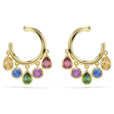 Imber hoop earrings Mixed cuts, Multicolored, 18K gold finish