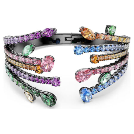 Matrix bangle Mixed cuts, Bouquet, Multicolored, Ruthenium plated M