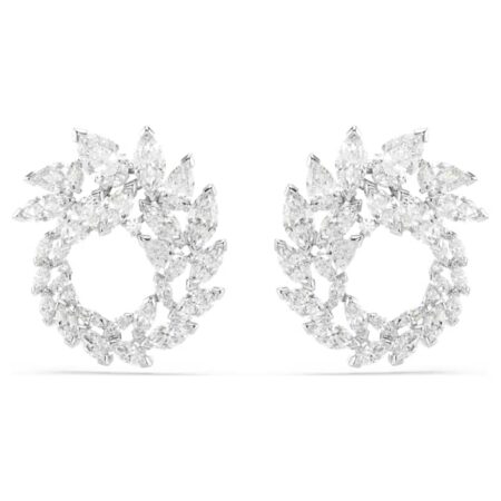 Mesmera hoop earrings Marquise cut, White, Rhodium plated