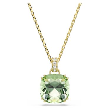 Millenia pendant Cushion cut, Green, 18K gold finish