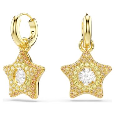 Sublima drop earrings Round cut, Star, Multicolored, 18K gold finish