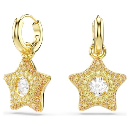 Sublima drop earrings Round cut, Star, Multicolored, 18K gold finish