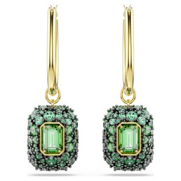 Sublima drop earrings Octagon cut, Green, 18K gold finish