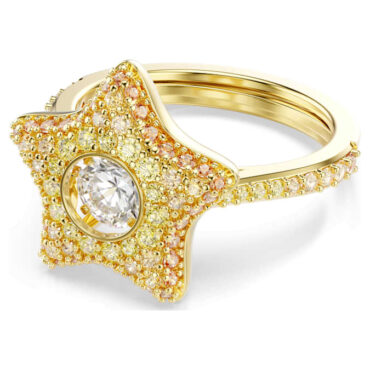 Sublima ring Round cut, Star, Multicolored, 18K gold finish 55-60